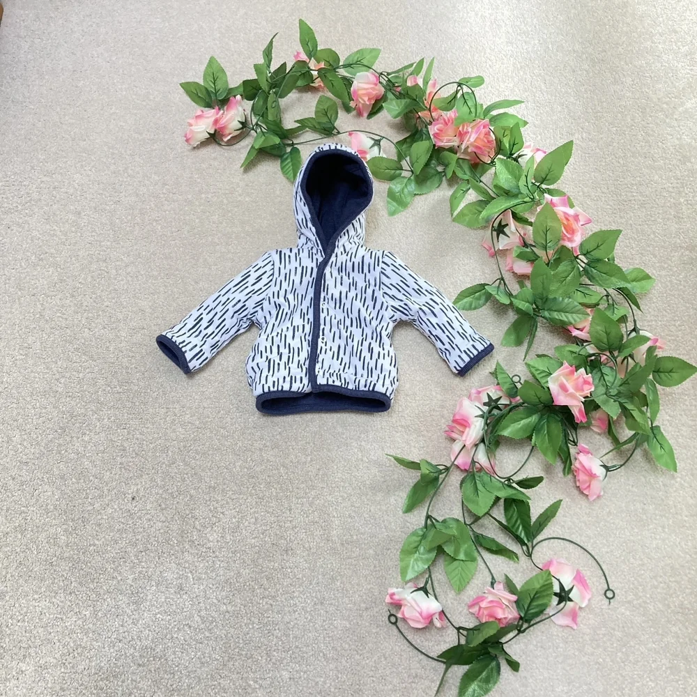 Preloved George Newborn Baby Reversible Navy and White Coat - Up to 4.5kg / 9lbs - Picture 1 of 17